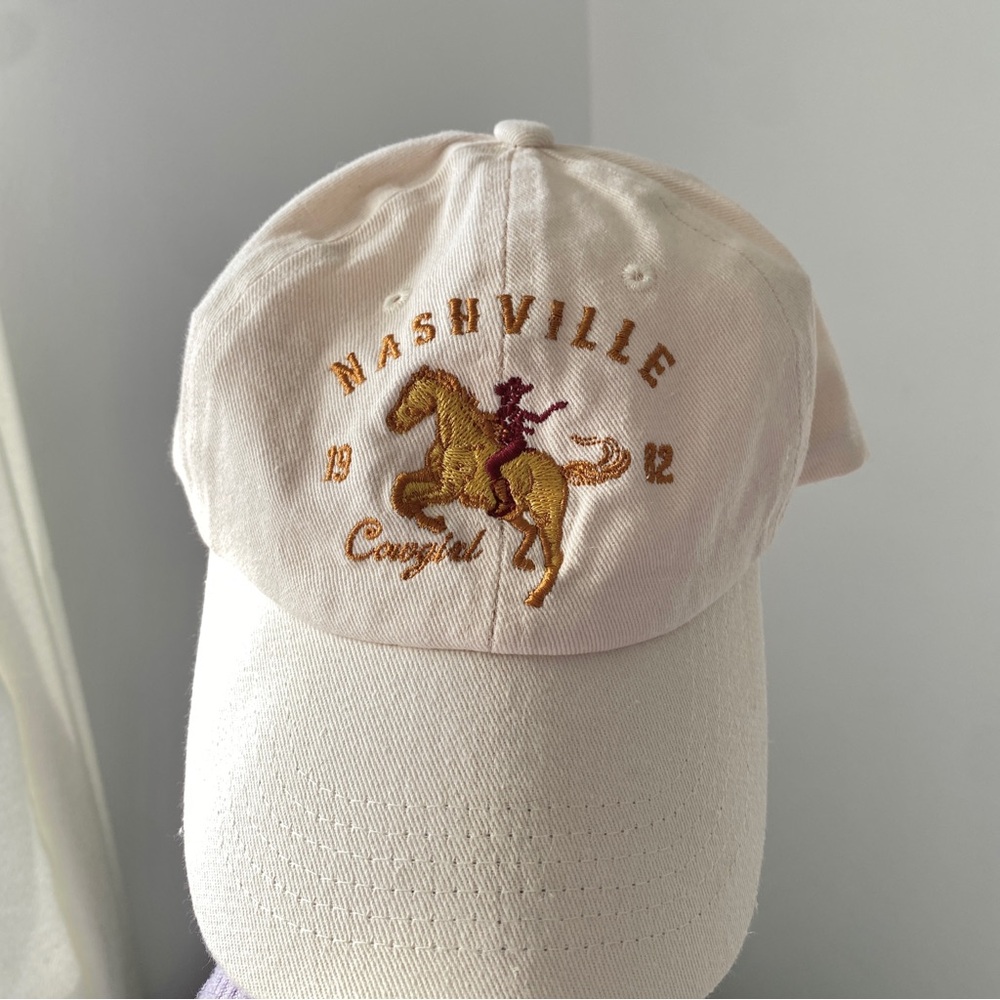 Embroidered Nashville Cowgirl 1982 Aesthetic Cream Dad Hat OS